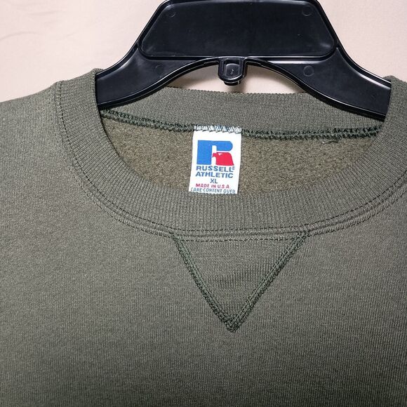 Vintage 90s BLANK RUSSELL ATHLETIC Crewneck Sweatshirt X-Large Green Made In Usa - Picture 15 of 16
